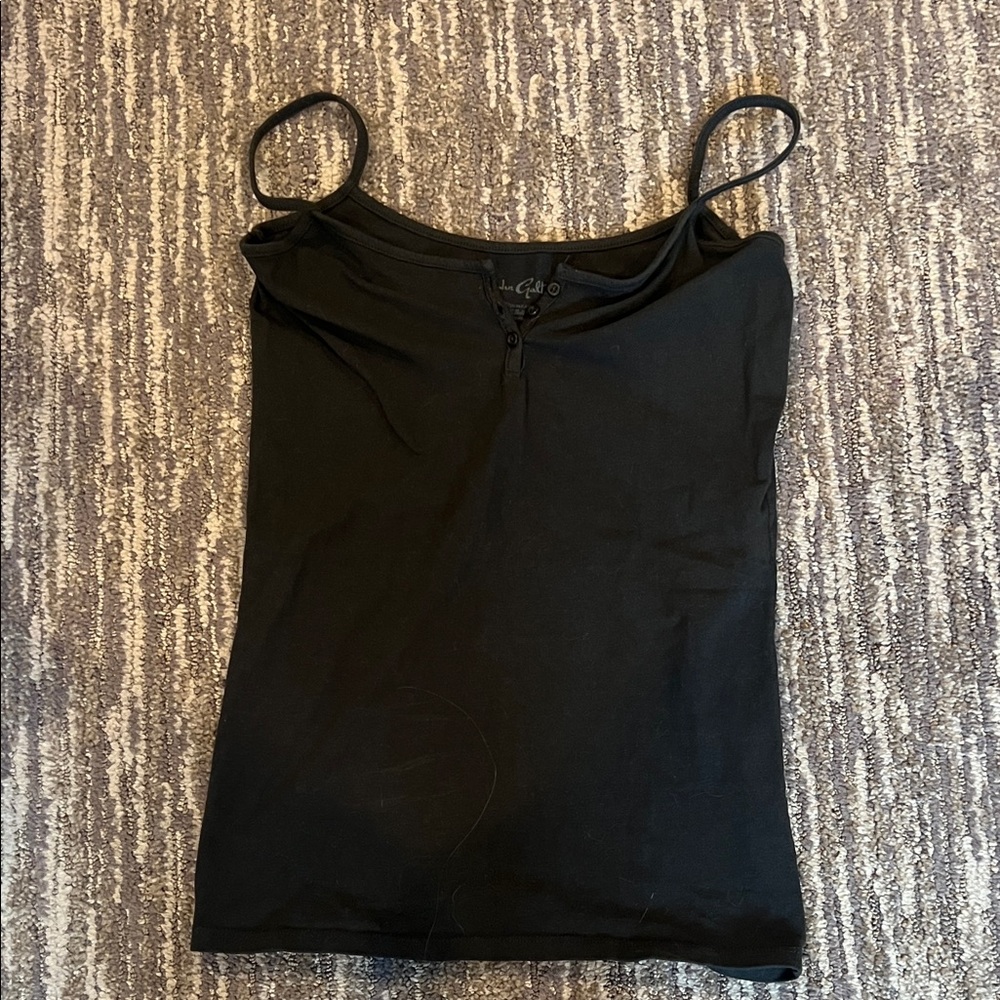 Women's Black Spaghetti Strap Top With Buttons